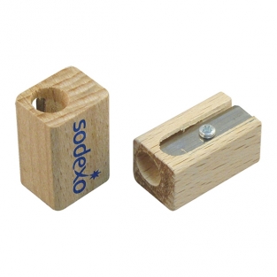 Wooden pencil sharpener single cavity